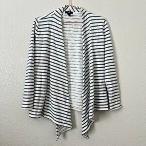 Gap Factory white navy blue stripe french terry open drape front sweatshirt